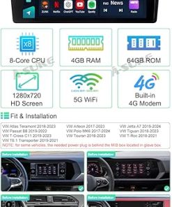 Dash Camera-ASURE-ASURE 9inch Car Stereo Radio for VW Jetta A7 2019-2023-8Core 4+64GB Android GPS Navigation Unit with Wireless Carplay 2