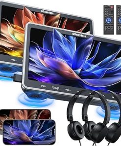 Dash Camera-GOnavidio-10.1″ Dual Car DVD Players for Kids with HDMI Input 2 Headphones Mounting Bracket- Support Same/Different DVD Playing