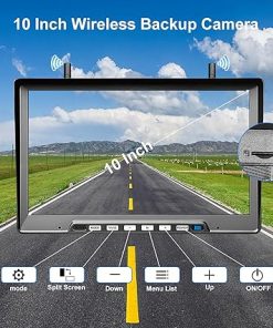 Dash Camera-ShineKee-Wireless Backup Camera for RV Trucks 2 Cameras: 10-Inch Easy Install Stable Signal 1080P IR Night Vision Loop Recording 4 Channel- IP69K Waterproof Rear Camera for Trailer Pickup Camper Furrion 2