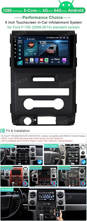 Dash Camera-ASURE-ASURE 9 inch Car Stereo Radio Upgrade for Ford F150 2009-2014 Low-end Version-8Core 4GB+64GB Car GPS Navigation Unit with Wireless Carplay Android Auto 2 Dash Camera-ASURE-ASURE 9 inch Car Stereo Radio Upgrade for Ford F150 2009-2014 Low-end Version-8Core 4GB+64GB Car GPS Navigation Unit with Wireless Carplay Android Auto - Image 2