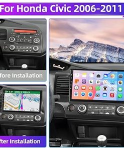 Dash Camera-podofo-Podofo for Honda Civic 2006 2007 2008 2009 2010 2011 Android Car Stereo Radio 10.1″ Touch Screen Bluetooth Car Audio Receivers with GPS Navigation WiFi Mirror Link FM Radio EQ + Backup Camera & Mic 2
