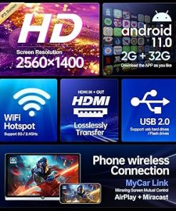 Dash Camera-Seventour-14 inch 4K Android 11 Portable Car TV Headrest Monitor Tablet for Back seat- Support Phone Wireless mirroring Touch Screen 2