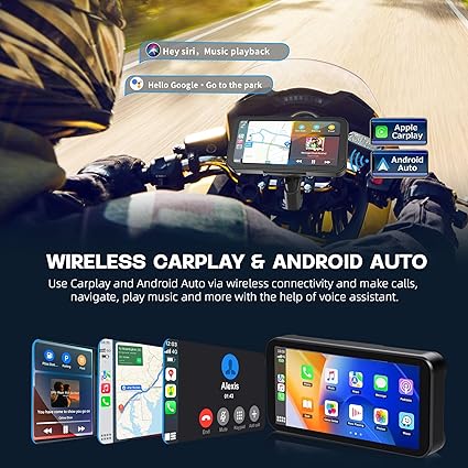 Dash Camera-PARKVISION-PARKVISION Portable Motorcycle DVR- 6.25″ Wireless CarPlay & Android Auto Touch Screen with 1080P HD Dash Cam Front and Rear 2 Dash Camera-PARKVISION-PARKVISION Portable Motorcycle DVR- 6.25" Wireless CarPlay & Android Auto Touch Screen with 1080P HD Dash Cam Front and Rear - Image 2