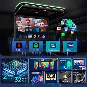 Dash Camera-XTRONS-XTRONS Android Car Overhead Player 19.5 Inch Wide IPS Screen 8K Video Car Roof Mount Monitor Built-in Stereo Speakers Flip Down Overhead Car Monitor Support HDMI- USB 2 Dash Camera-XTRONS-XTRONS Android Car Overhead Player 19.5 Inch Wide IPS Screen 8K Video Car Roof Mount Monitor Built-in Stereo Speakers Flip Down Overhead Car Monitor Support HDMI- USB - Image 2