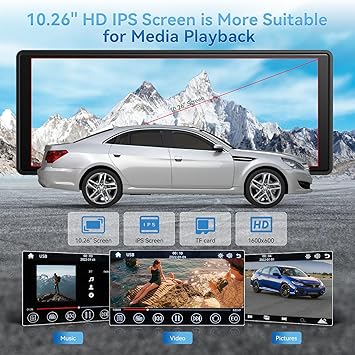 Dash Camera-VERYMODEL-Wireless Portable Carplay Screen for Car – 10.26in HD IPS Apple Carplay & Android Auto- with 4K Dash Cam 3 Dash Camera-VERYMODEL-Wireless Portable Carplay Screen for Car - 10.26in HD IPS Apple Carplay & Android Auto- with 4K Dash Cam - Image 3