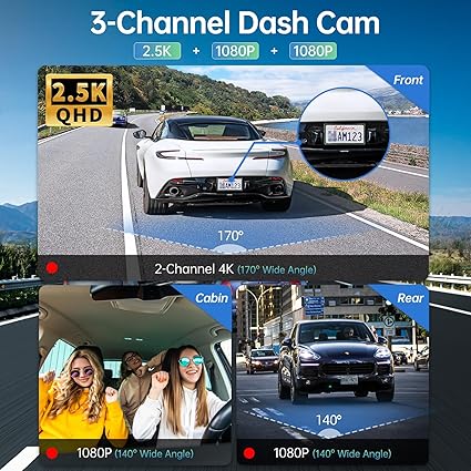 Dash Camera-Juscar-Smart 3 Channel WiFi Dash Cam with GPS- Voice Control 2 Dash Camera-Juscar-Smart 3 Channel WiFi Dash Cam with GPS- Voice Control - Image 2