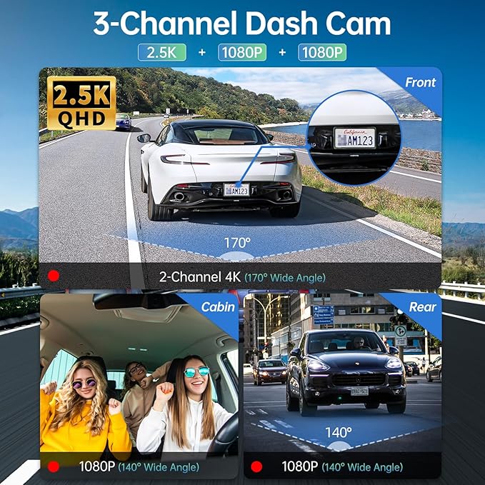 Dash Camera-Juscar-Smart 3 Channel WiFi Dash Cam with GPS- Voice Control 2 Dash Camera-Juscar-Smart 3 Channel WiFi Dash Cam with GPS- Voice Control - Image 2