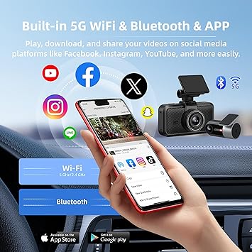 Dash Camera-Miofive-Miofive Dash Cam Car Front Rear 4K+4K WiFi Bluetooth Dash Cam with 64GB SD Card- Dual Car Camera with Parking Monitoring 3 Dash Camera-Miofive-Miofive Dash Cam Car Front Rear 4K+4K WiFi Bluetooth Dash Cam with 64GB SD Card- Dual Car Camera with Parking Monitoring - Image 3