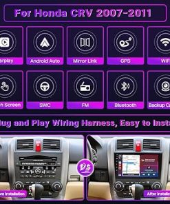 Dash Camera-Leadfan-Leadfan Android Car Stereo for Honda CRV 2007 2008 2009 2010 2011 with Wireless Carplay Android Auto 9” IPS Touch Screen Car Radio for CRV with Bluetooth GPS Navigation Backup Camera SWC (2+32G) 2