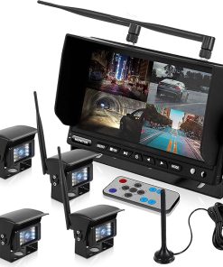 Dash Camera-Pyle-Pyle Wireless Backup Rearview Dash Camera – Waterproof Car Parking Rear View Reverse Safety Vehicle Monitor System W/Quad View 7” Video LCD- DVR Recording