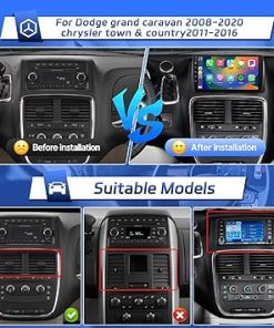 Dash Camera-Leadfan-Leadfan Car Stereo Radio for Dodge Grand Caravan 2008-2020 Chrysler Town & Country 2011-2016 Grand Voyager 2011-2015 Wireless CarPlay Android Auto- 9″ Touch Screen Display WiFi GPS BT FM Rear Camera 2