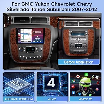 Dash Camera-Leadfan-Leadfan Android Car Stereo Radio for GMC Yukon Chevrolet Chevy Silverado Tahoe Suburban 2007-2012 with Wireless Carplay Android Auto 9″ Touch Screen In-Dash GPS Navigation WIFI Bluetooth Backup Camera 2 Dash Camera-Leadfan-Leadfan Android Car Stereo Radio for GMC Yukon Chevrolet Chevy Silverado Tahoe Suburban 2007-2012 with Wireless Carplay Android Auto 9" Touch Screen In-Dash GPS Navigation WIFI Bluetooth Backup Camera - Image 2