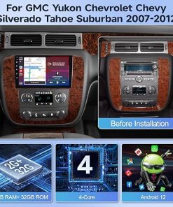 Dash Camera-Leadfan-Leadfan Android Car Stereo Radio for GMC Yukon Chevrolet Chevy Silverado Tahoe Suburban 2007-2012 with Wireless Carplay Android Auto 9″ Touch Screen In-Dash GPS Navigation WIFI Bluetooth Backup Camera 2