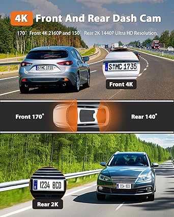 Dash Camera-CAMBLO-4K+2K Dash Cam Front and Rear-3.2″ IPS Full Screen Dual Dash Camera for Cars 2 Dash Camera-CAMBLO-4K+2K Dash Cam Front and Rear-3.2" IPS Full Screen Dual Dash Camera for Cars - Image 2
