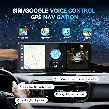 Dash Camera-Mscacar-1080p Backup Camera with 10.26” Portable Carplay & Android Auto Touch Screen- Wireless Car Stereo 3 Dash Camera-Mscacar-1080p Backup Camera with 10.26” Portable Carplay & Android Auto Touch Screen- Wireless Car Stereo - Image 3