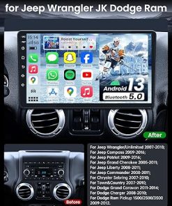 Dash Camera-Fortdows-Car Radio for Jeep Wrangler JK 2007-2018 Dodge Ram 1500 2009-2012: 10.1 Inch 1280×800 Touchscreen Replacement Stereo Upgrade Wireless Carplay Android Auto GPS Backup Camera Bluetooth FM 2