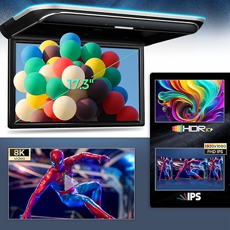 Dash Camera-XTRONS-XTRONS Android Car Overhead Player 17.3 Inch Wide IPS Screen 8K Video Car Roof Mount Monitor with Built-in Stereo Speakers Flip Down Overhead Car Monitor Support Bluetooth 5.0- WiFi 3 Dash Camera-XTRONS-XTRONS Android Car Overhead Player 17.3 Inch Wide IPS Screen 8K Video Car Roof Mount Monitor with Built-in Stereo Speakers Flip Down Overhead Car Monitor Support Bluetooth 5.0- WiFi - Image 3