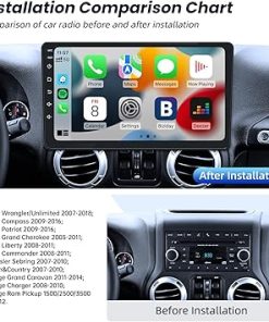 Dash Camera-Jerqry-Car Radio for Jeep Wrangler JK 2007-2018(2G+64G) for Compass Gand Cherokee Dodge Ram: Car Stereo Upgrade with Wireless Carplay/Andriod Auto 10.1″ HD Touchscreen Bluetooth GPS FM SWC 2