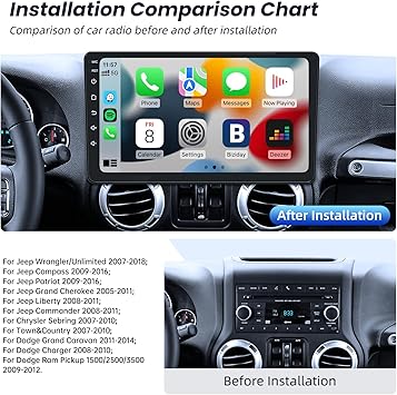 Dash Camera-Jerqry-Car Radio for Jeep Wrangler JK 2007-2018(2G+64G) for Compass Gand Cherokee Dodge Ram: Car Stereo Upgrade with Wireless Carplay/Andriod Auto 10.1″ HD Touchscreen Bluetooth GPS FM SWC 2 Dash Camera-Jerqry-Car Radio for Jeep Wrangler JK 2007-2018(2G+64G) for Compass Gand Cherokee Dodge Ram: Car Stereo Upgrade with Wireless Carplay/Andriod Auto 10.1" HD Touchscreen Bluetooth GPS FM SWC - Image 2