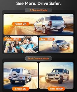 Dash Camera-WOLFBOX-WOLFBOX G890 12″ 3 Channel Mirror Dash Cam- 2K Triple Rear View Mirror Camera 2