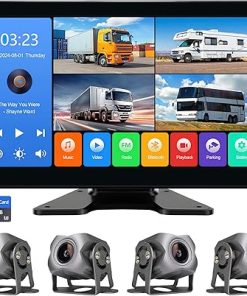 Dash Camera-Seventour-4 Channel 1080p Backup Camera Dash Cam for RV/Truck/Trailer/Van/SUV/Cars-10.2 Inch Touch Screen Quad Split Parking Monitor with DVR Recording/Playback/Bluetooth/FM Radio/Music/Video Player