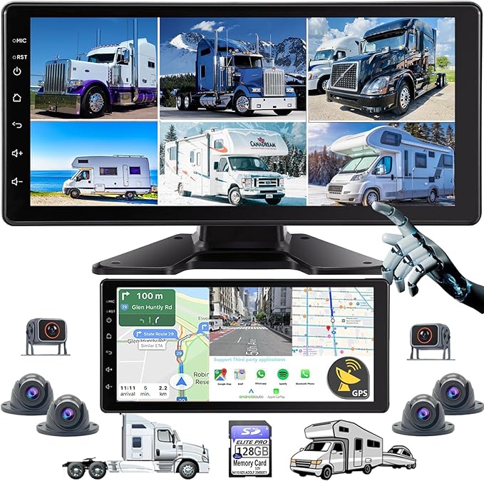 Dash Camera-RVeligacy-GPS Navigation 6 Split Touchable Screen Car Stereo with Carplay 128GB Large 1080P Image 10.36 Inch Monitor Backup Camera Built-in DVR for RV Truck Trailer Rear Side Front View Wired System RGPS6 3 Dash Camera-RVeligacy-GPS Navigation 6 Split Touchable Screen Car Stereo with Carplay 128GB Large 1080P Image 10.36 Inch Monitor Backup Camera Built-in DVR for RV Truck Trailer Rear Side Front View Wired System RGPS6 - Image 3