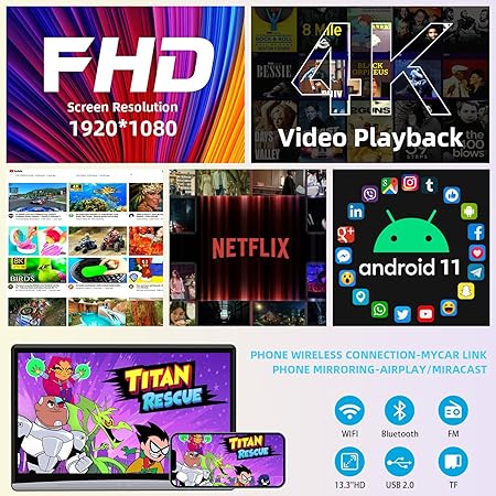 Dash Camera-Kaskawise-Kaskawise 13.3″ Android 11 Car Headrest Video Players with 2.4G/5G Dual Brand WiFi- Dual Rear Seat TV Monitors Can Sync Screens 2 Dash Camera-Kaskawise-Kaskawise 13.3" Android 11 Car Headrest Video Players with 2.4G/5G Dual Brand WiFi- Dual Rear Seat TV Monitors Can Sync Screens - Image 2