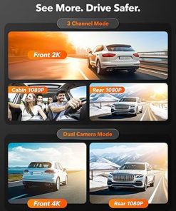 Dash Camera-WOLFBOX-WOLFBOX G890 12” 3 Channel Rear View Mirror Camera- 2K Triple Mirror Dash Cam 2