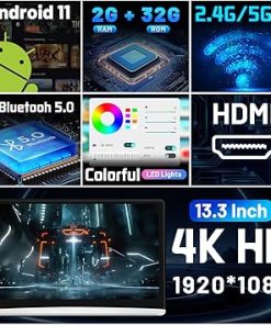 Dash Camera-CHEGIF-13.3 Inch 2G+32G Android 11 Car Headrest Video Player-Rear Seat Car TV with 4K IPS Touch Screen Monitor 2