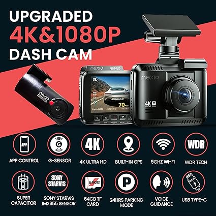 Dash Camera-Nexio-NEXIO N5Pro 4K Dual Dash Cam- WiFi 6 2 Dash Camera-Nexio-NEXIO N5Pro 4K Dual Dash Cam- WiFi 6 - Image 2