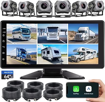 Dash Camera-Seventour-6-Channel Dash Cam 1080P Backup Camera System with 10.33 Inch Touch Parking Monitor-DVR Recording Back Up Camera for RV/Truck/Trailer/Van/SUV/Cars 3 Dash Camera-Seventour-6-Channel Dash Cam 1080P Backup Camera System with 10.33 Inch Touch Parking Monitor-DVR Recording Back Up Camera for RV/Truck/Trailer/Van/SUV/Cars - Image 3