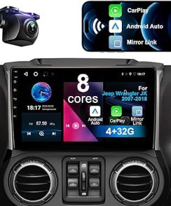 Dash Camera-Nunoo-Car Stereo for Jeep Wrangler 2007-2018 JK Compass Grand Cherokee Patriot 8 Core 4+32G with Wireless CarPlay Android Auto-10.1 inch IPS Car Radio with Backup Camera