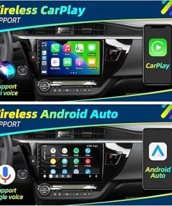 Dash Camera-crownyu-for Toyota Corolla 2014-2016 Upgrade Android Radio Compatible with Wirelessly Carplay Android Auto Car Stereo Bluetooth Navigation Touch Screen GPS 8core 4GB RAM 64GB Head Unit Media Player 2
