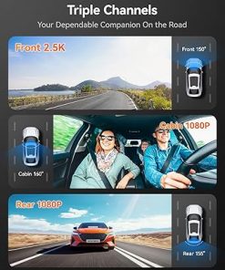 Dash Camera-WOLFBOX-WOLFBOX i07 3 Channel Dash Cam Built-in WiFi GPS- 4K+1080P Dash Camera Front and Inside 2