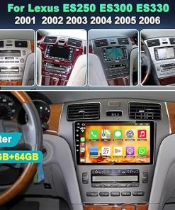 Dash Camera-B4U-4+64GB Car Radio for Lexus ES250 ES300 ES330 2001-2006 with Carplay & Android Auto Head Unit- 9 inch IPS Touch Screen Android 12 Car Stereo Receiver with GPS/Back-up Camera/Bluetooth 5.2/SWC/FM/WiFi 2