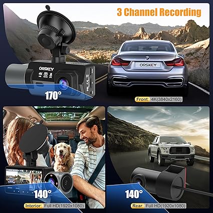 Dash Camera-ORSKEY-4K Dash Cam Front and Rear Inside 5G WiFi- 64GB Card 2 Dash Camera-ORSKEY-4K Dash Cam Front and Rear Inside 5G WiFi- 64GB Card - Image 2