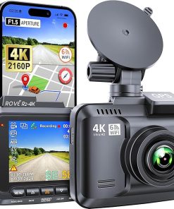 Dash Camera-ROVE-ROVE R2-4K Dash Cam Built-in WiFi 6 GPS Car Dashboard Camera Recorder with UHD 2160P- 2.4″ IPS Screen